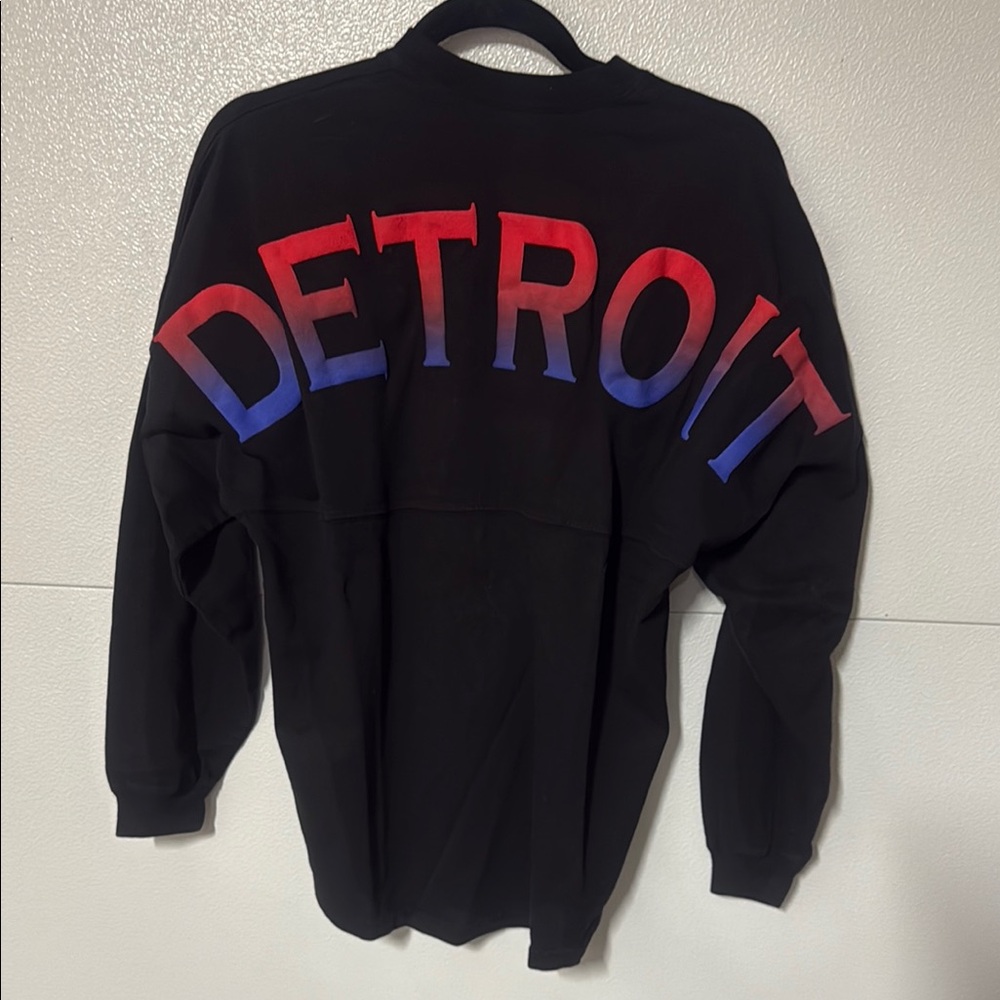 Spirit jersey Bold Black and Red Crewneck Sweater with Detroit Design
